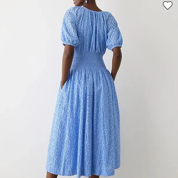 🍋 Provence smocked-waist midi dress in eyelet NWT